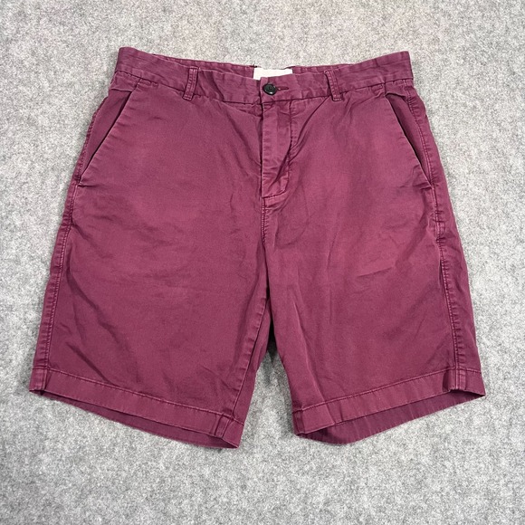 Everlane Burgundy The 8" Slim Fit Flat Front Stretch Chino Shorts Men's Size 32 - Picture 1 of 5